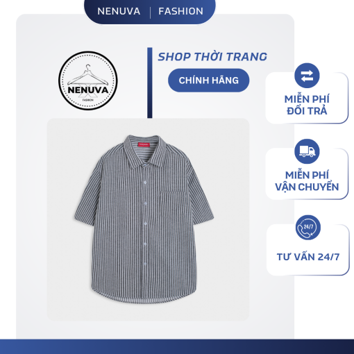 Áo Sơ Mi Cộc Tay Local Brand Unisex Nenuva SS079 - Ảnh 3
