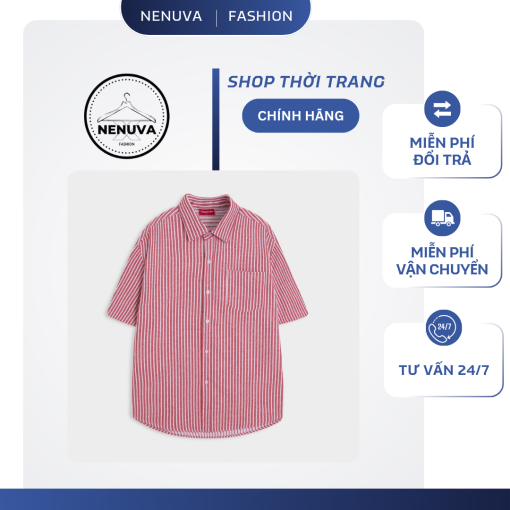Áo Sơ Mi Cộc Tay Local Brand Unisex Nenuva SS079 - Ảnh 5