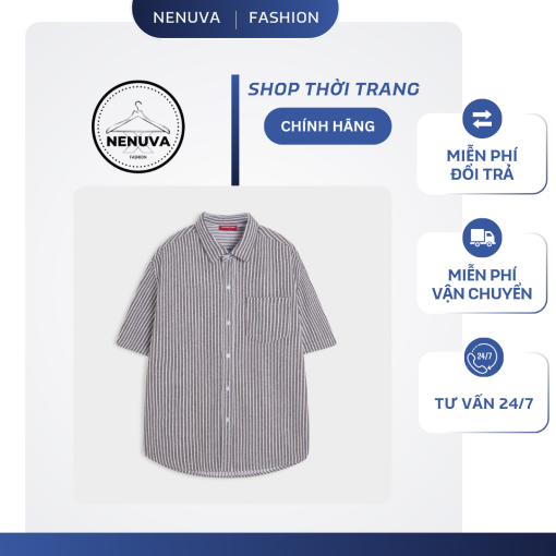 Áo Sơ Mi Cộc Tay Local Brand Unisex Nenuva SS079 - Ảnh 6