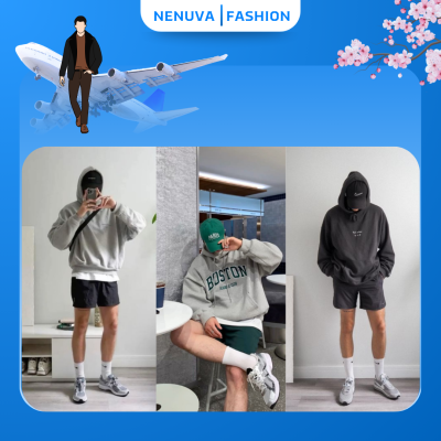 áo hoodie phối với quần đũi trắng