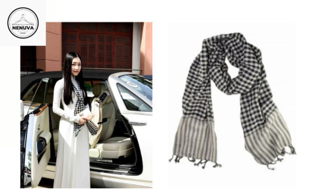 Khăn choàng cổ len với áo dài