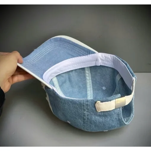 Mũ lưỡi trai Jean rách hai màu xanh trắng - Ảnh 4