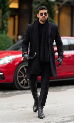Khăn choàng len với áo Blazer