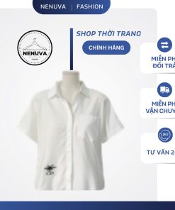 Áo sơ mi nữ trắng from rộng